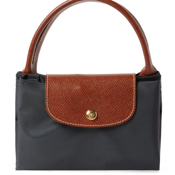 ❤️ NWT LONGCHAMP Le Pliage Type M Medium Short Handle Tote Gunmetal Gray AUTHNTC - Picture 3 of 16